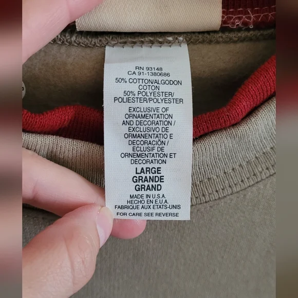 Vtg Top Stitch Embroidered Birdfeeder Pullover Sweatshirt, Women's L, Tan & Red - Picture 4 of 8